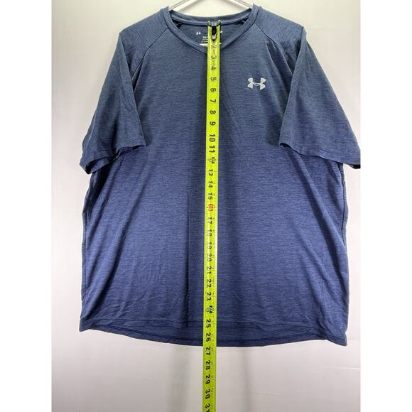 Under Armour Heatgear The Tech Tee Blue Patterned Active T-Shirt Mens X-Large - Picture 4 of 5